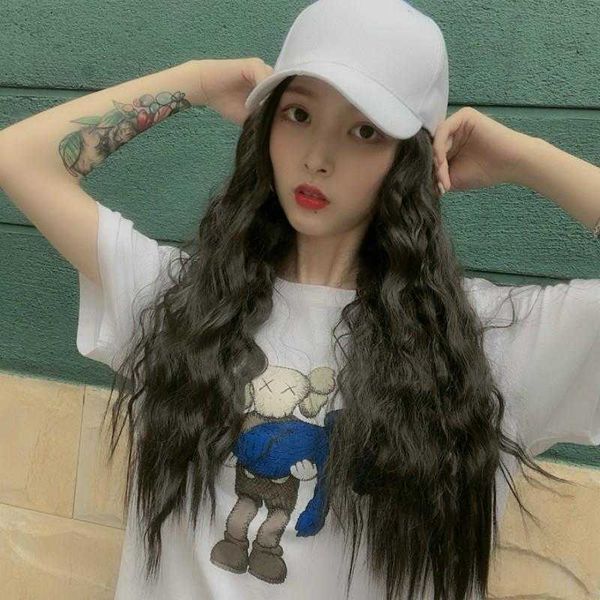wig female net red hat one long curly hair small curls mechanism synthetic wigs, Black
wig female net red hat one long curly hair small curls mechanism synthetic wigs, Black