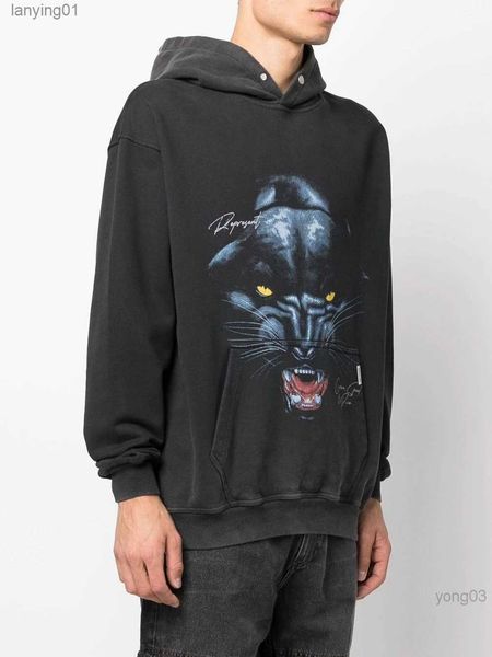 high-version american street rhude leopard head english print wash old loose men's hooded, Black
high-version american street rhude leopard head english print wash old loose men's hooded, Black