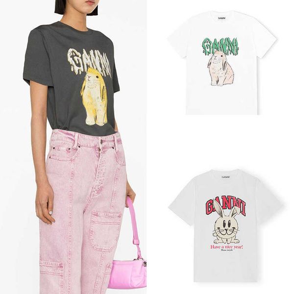 2023ss ganni women designer t shirt print round neck loose short sleeve t-shirt top, White
2023ss ganni women designer t shirt print round neck loose short sleeve t-shirt top, White