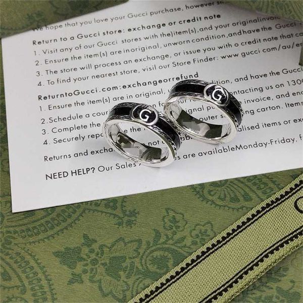 2023 designer new jewelry double interlocking enamel black glue dripping ring fashionable versatile for men and women, Silver
2023 designer new jewelry double interlocking enamel black glue dripping ring fashionable versatile for men and women, Silver