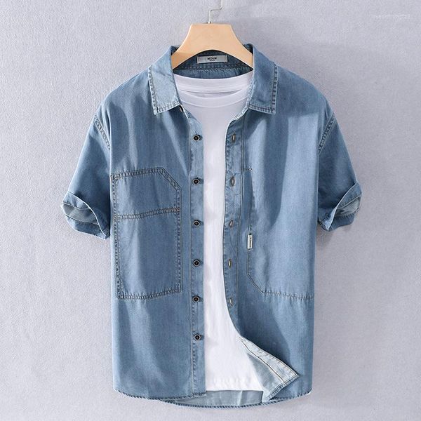 casual shirts 2023 summer men's short sleeve denim jacket japanese simple business loose male soft comfortable, White;black
casual shirts 2023 summer men's short sleeve denim jacket japanese simple business loose male soft comfortable, White;black