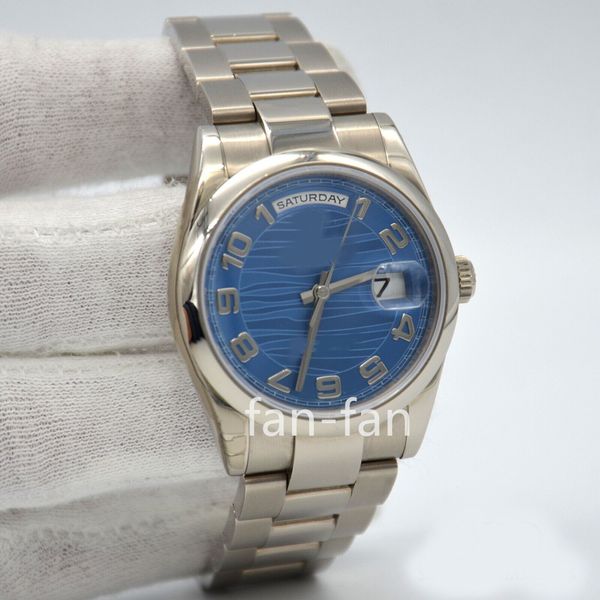 ew factory watch cal.3255 day-date 36mm 18k white gold steel blue wave dial automatic watch 118209, Slivery;brown
ew factory watch cal.3255 day-date 36mm 18k white gold steel blue wave dial automatic watch 118209, Slivery;brown