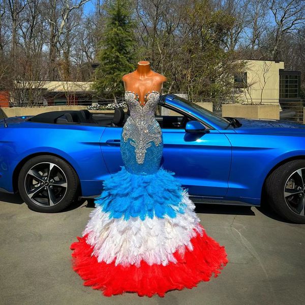 luxury blue mermaid prom dresses sequined beads feathers strapless formal party evening dress vestidos de noche, Black
luxury blue mermaid prom dresses sequined beads feathers strapless formal party evening dress vestidos de noche, Black