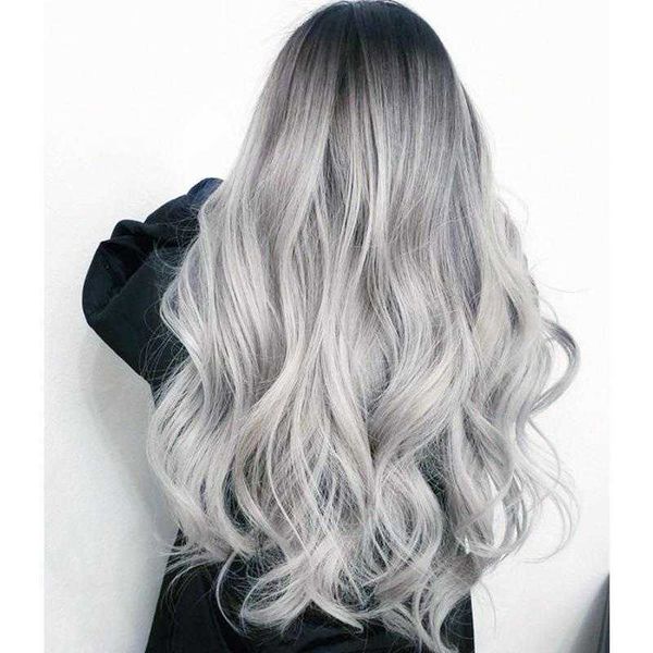 big wave wig female long curly hair black gray gradient color chemical fiber woman
big wave wig female long curly hair black gray gradient color chemical fiber woman