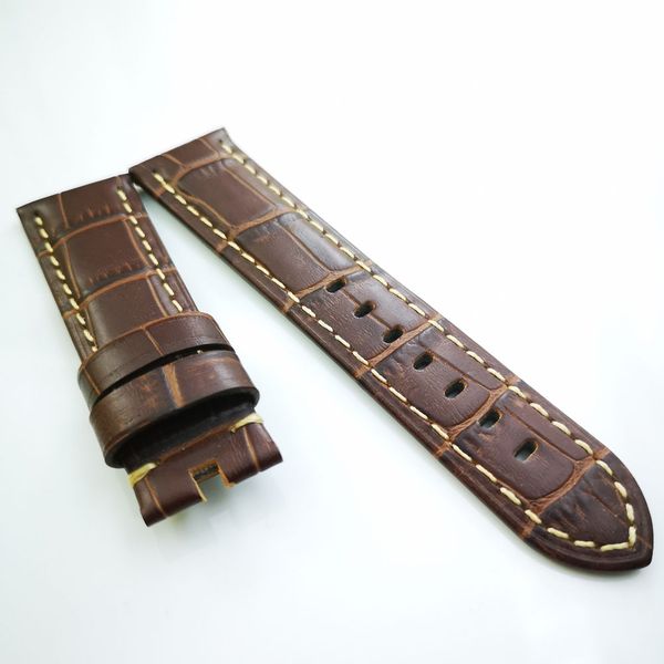 24 mm - 22 mm brown crocodile grain calf leather band khaki stitch strap fit for pam pam111 watch, Black;brown
24 mm - 22 mm brown crocodile grain calf leather band khaki stitch strap fit for pam pam111 watch, Black;brown