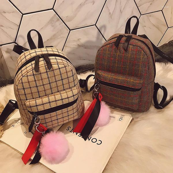 backpack style women school bag for teenage girls backpacks korean plaid canvas children book bags with hairy ball and belt
backpack style women school bag for teenage girls backpacks korean plaid canvas children book bags with hairy ball and belt