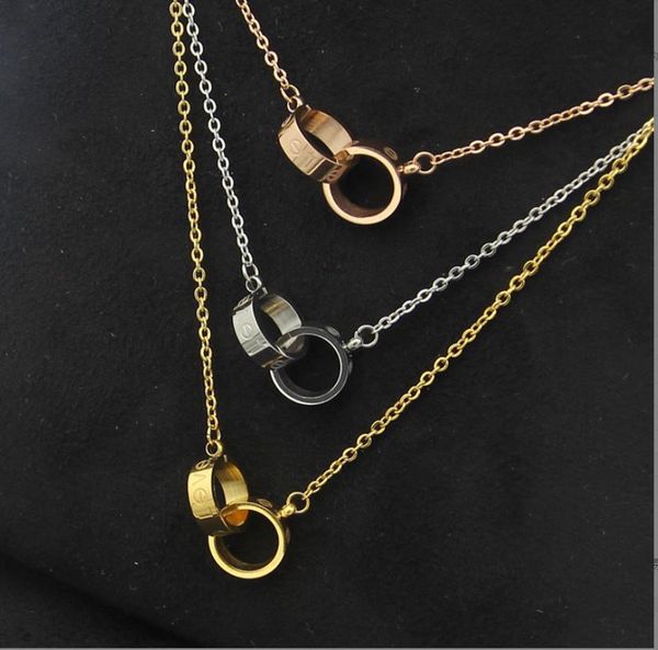 pendant necklaces titanium steel jewelry wholesale popular screw small double ring necklace, Silver
pendant necklaces titanium steel jewelry wholesale popular screw small double ring necklace, Silver