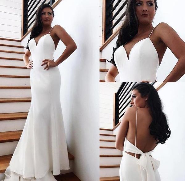 2020 beach backless wedding dresses open back with bow long train mermaid bridal gowns robe de soriee bm15523179326, White
2020 beach backless wedding dresses open back with bow long train mermaid bridal gowns robe de soriee bm15523179326, White