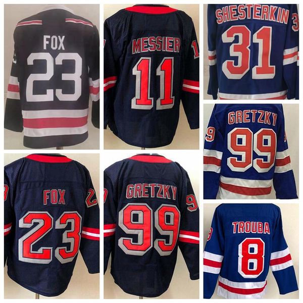 men ice hockey 31 igor shesterkin jersey reverse retro 8 jacob trouba 99 wayne gretzky 11 mark messier 23 adam fox navy blue white stitched, Black;red
men ice hockey 31 igor shesterkin jersey reverse retro 8 jacob trouba 99 wayne gretzky 11 mark messier 23 adam fox navy blue white stitched, Black;red