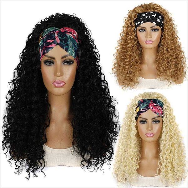 hair band wig head cover export long curly deep volume chemical fiber headband, Black
hair band wig head cover export long curly deep volume chemical fiber headband, Black