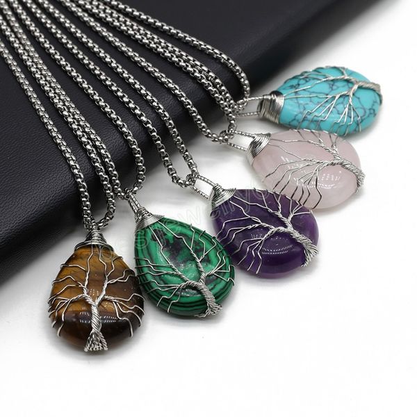 natural stone pendant necklace opal rose quartz amethyst turquoise link chains healing crystals stone necklace for women jewelry, Silver
natural stone pendant necklace opal rose quartz amethyst turquoise link chains healing crystals stone necklace for women jewelry, Silver