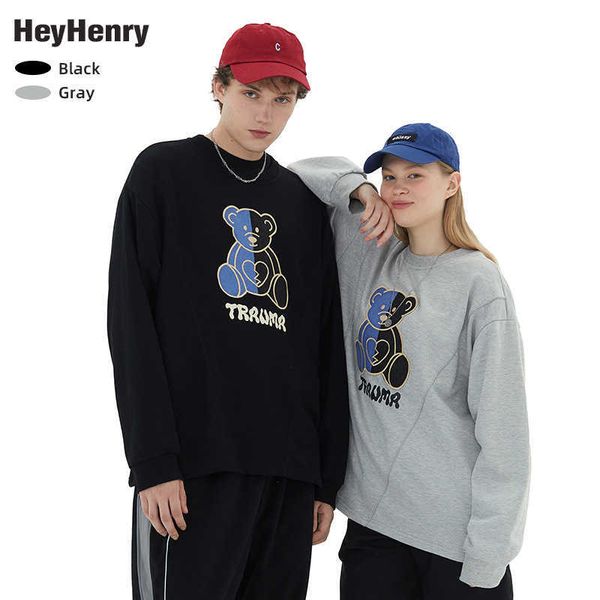 men's hoodies henry printed bear crew neck sweater women's early autumn thin loose couple's long sleeve t-shirt, Black
men's hoodies henry printed bear crew neck sweater women's early autumn thin loose couple's long sleeve t-shirt, Black