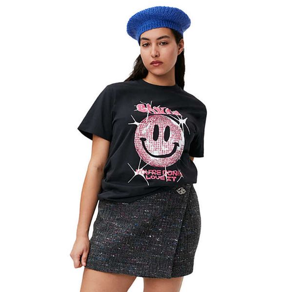 23ss ganni women designer t shirt letter smiling printing round neck casual loose short-sleeved t-shirt female, White
23ss ganni women designer t shirt letter smiling printing round neck casual loose short-sleeved t-shirt female, White