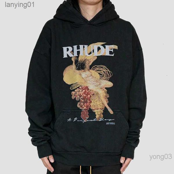 rhude grape figure print high street fashion brand loose hooded autumn winter male pullover, Black
rhude grape figure print high street fashion brand loose hooded autumn winter male pullover, Black