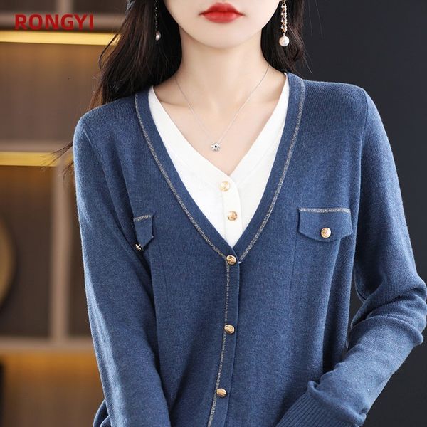 women's knits tees rongyi 100 wool spring and summer thin worsted cardigan fake two casual knitted color matching 230317, White
women's knits tees rongyi 100 wool spring and summer thin worsted cardigan fake two casual knitted color matching 230317, White