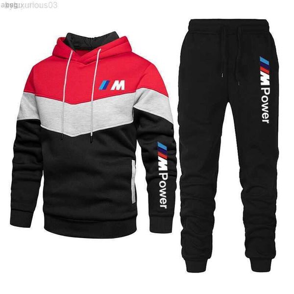 men's hooded bmw color fashion sports suit long-sleeved autumn spring hoodie patchwork two-piece, Black
men's hooded bmw color fashion sports suit long-sleeved autumn spring hoodie patchwork two-piece, Black