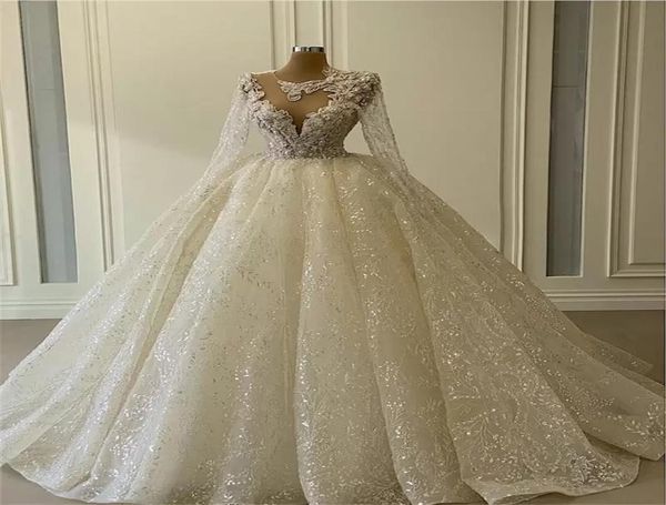 glitter ball gown wedding dresses long sleeves sheer neck appliqued sequins beads bridal gowns luxury dubai custom made vestidos d1111103, White
glitter ball gown wedding dresses long sleeves sheer neck appliqued sequins beads bridal gowns luxury dubai custom made vestidos d1111103, White