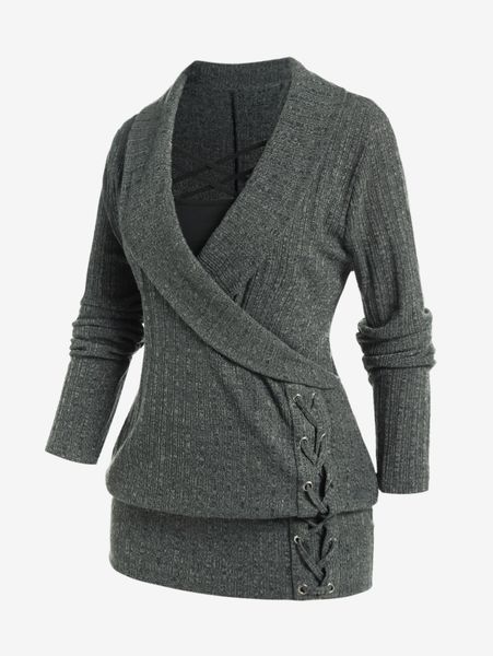 women's knits tees rol plus size knitwear crisscross laceup shawl neck blouson sweater fall winter casual long sleeves pullover jumper, White
women's knits tees rol plus size knitwear crisscross laceup shawl neck blouson sweater fall winter casual long sleeves pullover jumper, White