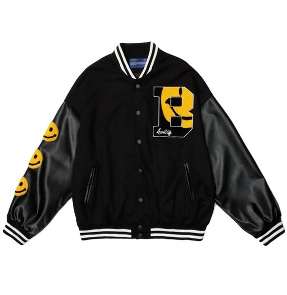 hip hop baseball jacket coat smiley letter b embroidery patchwork oversized streetwear bomber varsity fashion college jacket 210827244940, Black;brown
hip hop baseball jacket coat smiley letter b embroidery patchwork oversized streetwear bomber varsity fashion college jacket 210827244940, Black;brown