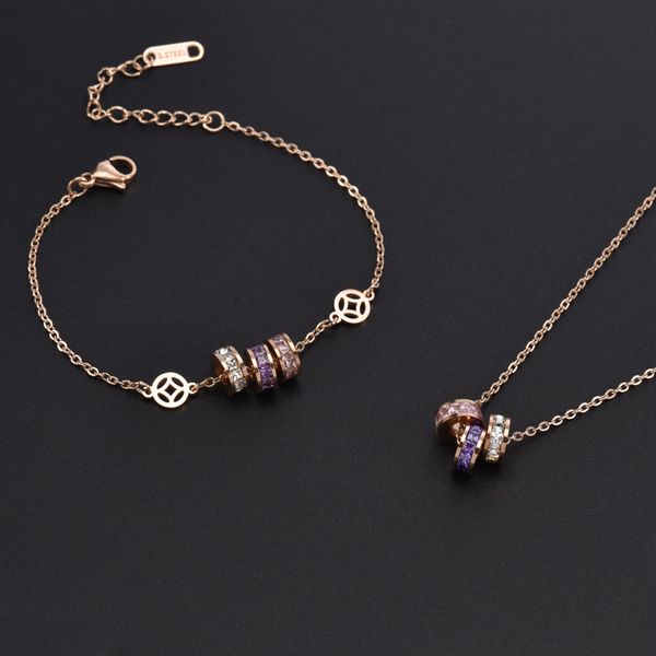 good lucky zircon charm bracelet necklace stainless steel jewelry women gift, Golden;silver
good lucky zircon charm bracelet necklace stainless steel jewelry women gift, Golden;silver