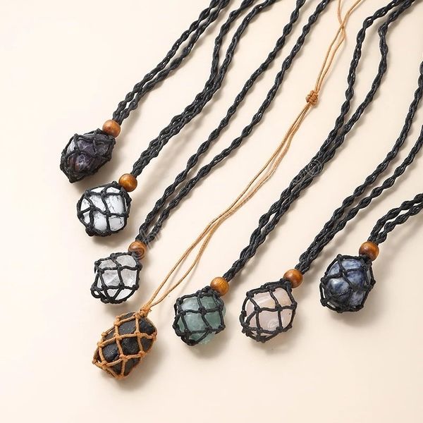 natural rock quartz rough stone braided black cord net necklace women charm crystal healing stone ornament chakra amulets, Silver
natural rock quartz rough stone braided black cord net necklace women charm crystal healing stone ornament chakra amulets, Silver