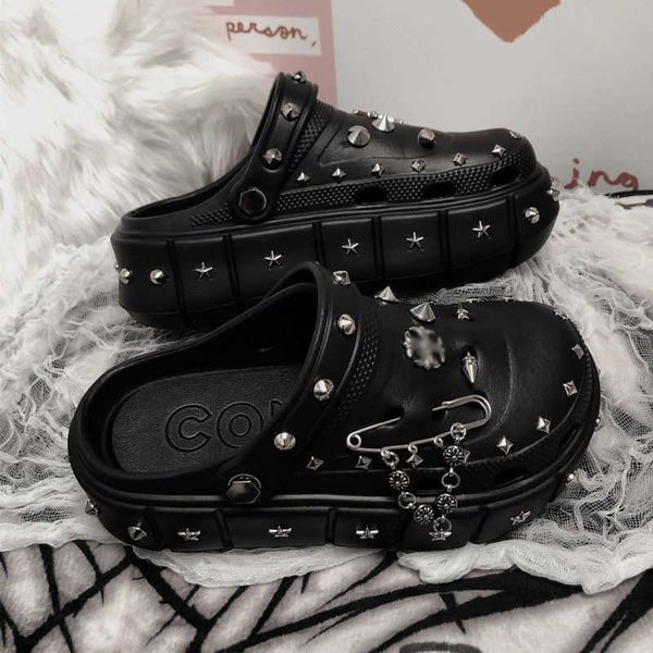 slippers summer women platform slippers punk pin rivet sandals garden shoes high heel metal charms wedge soft eva casual for female 230317, Black
slippers summer women platform slippers punk pin rivet sandals garden shoes high heel metal charms wedge soft eva casual for female 230317, Black