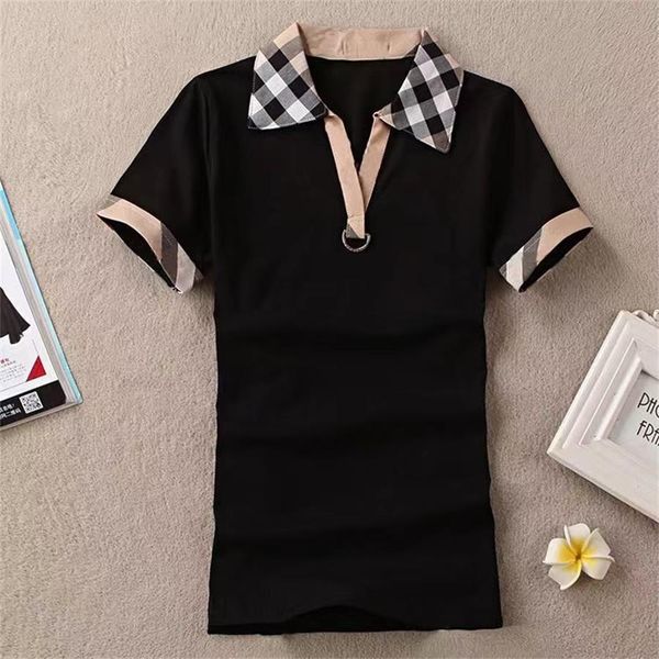 2023 new women's polo polo polo t-shirt plaid short sleeve street women's casual top, White
2023 new women's polo polo polo t-shirt plaid short sleeve street women's casual top, White
