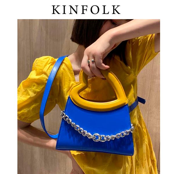 high-quality sense of love handheld small square bag female collision color chain shoulder crossbody bag 0323