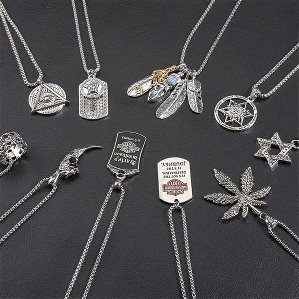 2023 designer new fashion jewelry versatile disco personality men's necklace pendant hip hop titanium steel chain pendant sweater, Silver