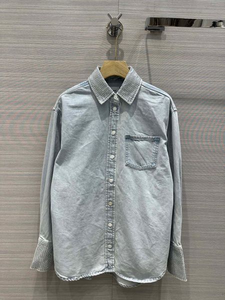 women's jackets original quality 2023 spring/summer new fashion hand diamond collar cuffs denim shirt coat two wear design, Black;brown
women's jackets original quality 2023 spring/summer new fashion hand diamond collar cuffs denim shirt coat two wear design, Black;brown