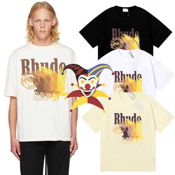 summer style rhude t-shirts men women 1 1 loose short sleeve classic gradient pattern rhude tees, White;black
summer style rhude t-shirts men women 1 1 loose short sleeve classic gradient pattern rhude tees, White;black