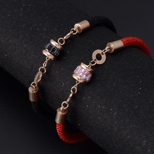 good lucky lovers gift zircon charm bracelet black red rope bracelets jewelry for couple, Golden;silver
good lucky lovers gift zircon charm bracelet black red rope bracelets jewelry for couple, Golden;silver
