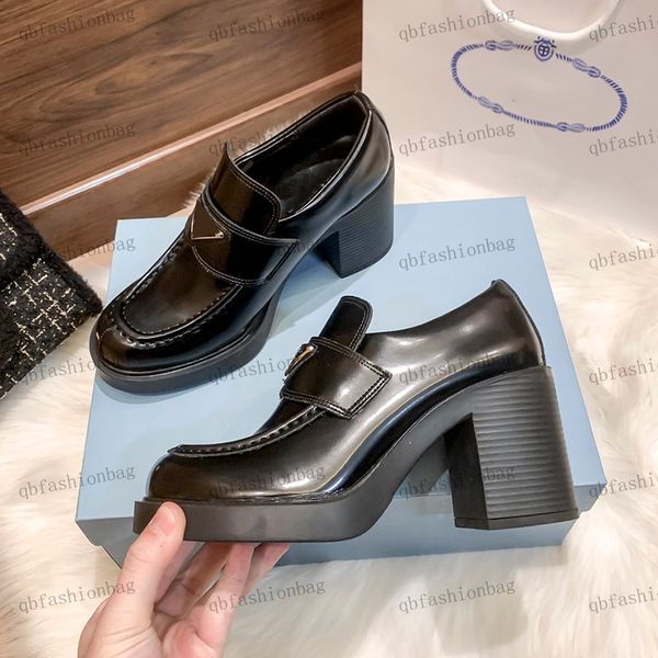womens high heels round head thick heel pure leather women shoes enamelled metal triangle logo heightening shoes dress banquet shoes luxury, Black
womens high heels round head thick heel pure leather women shoes enamelled metal triangle logo heightening shoes dress banquet shoes luxury, Black
