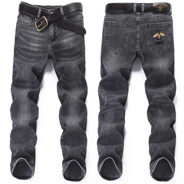 spring brand and summer thin men's jeans nostalgic embroidery youth slim fit elastic leggings, Blue
spring brand and summer thin men's jeans nostalgic embroidery youth slim fit elastic leggings, Blue