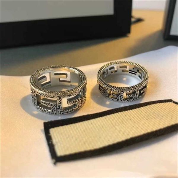 2023 designer new fashion jewelry gujia double old square hollow wide narrow version men's and women's same style couple ring, Silver
2023 designer new fashion jewelry gujia double old square hollow wide narrow version men's and women's same style couple ring, Silver