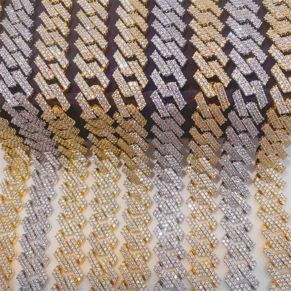925 sterling silver 14k/18k gold plated 9 inches cuban chain 12-16mm 2row width vvs moissanite wholesale cuban link chain
925 sterling silver 14k/18k gold plated 9 inches cuban chain 12-16mm 2row width vvs moissanite wholesale cuban link chain