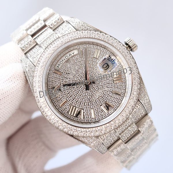 18 zircon cz daydate men iced out watch automatic mechanical 41mm sapphire glass self-winding luminous stainless solid just 2813 full diamon, Slivery;brown
18 zircon cz daydate men iced out watch automatic mechanical 41mm sapphire glass self-winding luminous stainless solid just 2813 full diamon, Slivery;brown