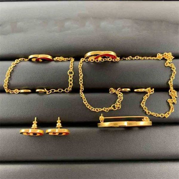 2023 designer new gujia year suit letter red and black double color glaze necklace bracelet earrings brooch, Silver
2023 designer new gujia year suit letter red and black double color glaze necklace bracelet earrings brooch, Silver