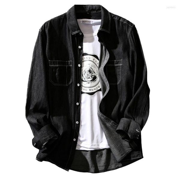 men's casual shirts spring and autumn men's denim shirt classic fashion long sleeve jean jacket male high-end brand thin cowboy co, White;black
men's casual shirts spring and autumn men's denim shirt classic fashion long sleeve jean jacket male high-end brand thin cowboy co, White;black