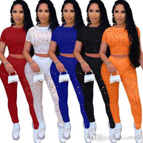 2023 designer women two piece pants set tracksuits summer holed crew neck short sleeve crop and leggings sport outfit, White
2023 designer women two piece pants set tracksuits summer holed crew neck short sleeve crop and leggings sport outfit, White