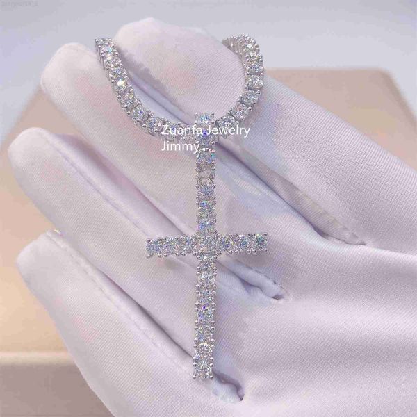 2.1ct moissanite hip hop jewelry iced out vvs cross pendant tennis chain necklace set, Silver
2.1ct moissanite hip hop jewelry iced out vvs cross pendant tennis chain necklace set, Silver
