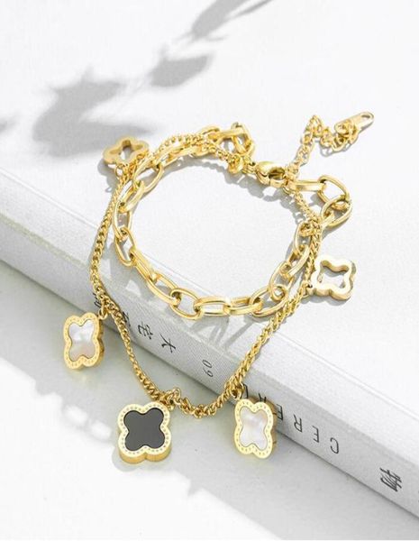 classic design multilayered clover charm bracelet lucky stainless steel four leaf jewelry3169768, Golden;silver
classic design multilayered clover charm bracelet lucky stainless steel four leaf jewelry3169768, Golden;silver