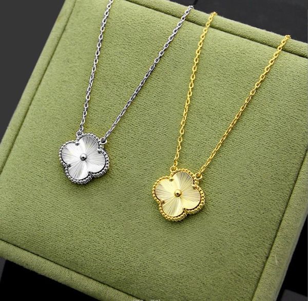 pendant necklaces popular four-leaf flower gold texture necklace for women's foreign trade, Silver
pendant necklaces popular four-leaf flower gold texture necklace for women's foreign trade, Silver