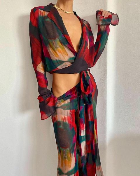 women's two piece pants loose lace up print shirt set women town-down collar crop wide leg suits casual female beach holiday, White
women's two piece pants loose lace up print shirt set women town-down collar crop wide leg suits casual female beach holiday, White