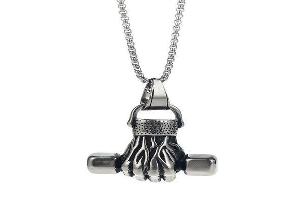 pendant necklaces personality creative titanium steel necklace does not fade fitness fist dumbbell sports punk hip hop power jewel7156716, Silver
pendant necklaces personality creative titanium steel necklace does not fade fitness fist dumbbell sports punk hip hop power jewel7156716, Silver