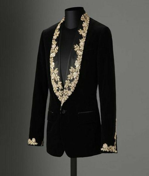 black velvet men suit gold lace applique shawl lapel slim men blazer formal suit custom size only jacket9798861, Black;gray
black velvet men suit gold lace applique shawl lapel slim men blazer formal suit custom size only jacket9798861, Black;gray