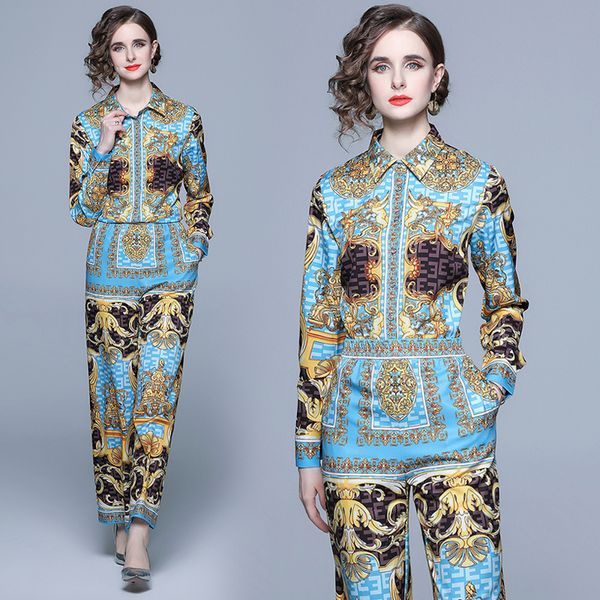 luxury baroque pant sets 2023 designer set elegant shirt and wide leg pants long sleeve women two piece set spring autumn vacation plus size, White
luxury baroque pant sets 2023 designer set elegant shirt and wide leg pants long sleeve women two piece set spring autumn vacation plus size, White