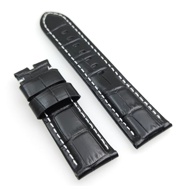 24 mm - 22 mm black crocodile grain calf leather band white stitch strap fit for pam pam111 watch, Black;brown
24 mm - 22 mm black crocodile grain calf leather band white stitch strap fit for pam pam111 watch, Black;brown
