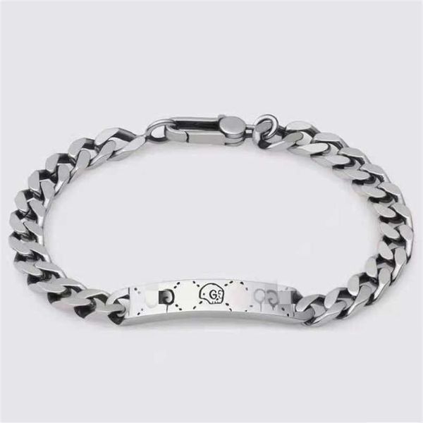 2023 designer new jewelry double skull fashion trend versatile couple men's and women's bracelet same high-end bracelet, Black