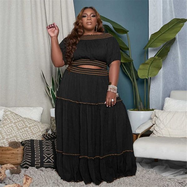 plus size dresses 3xl 4xl womans sets dew shoulder short sleeves crop two piece set elegant maxi skirts wholesale dropshipping 230307, Black
plus size dresses 3xl 4xl womans sets dew shoulder short sleeves crop two piece set elegant maxi skirts wholesale dropshipping 230307, Black